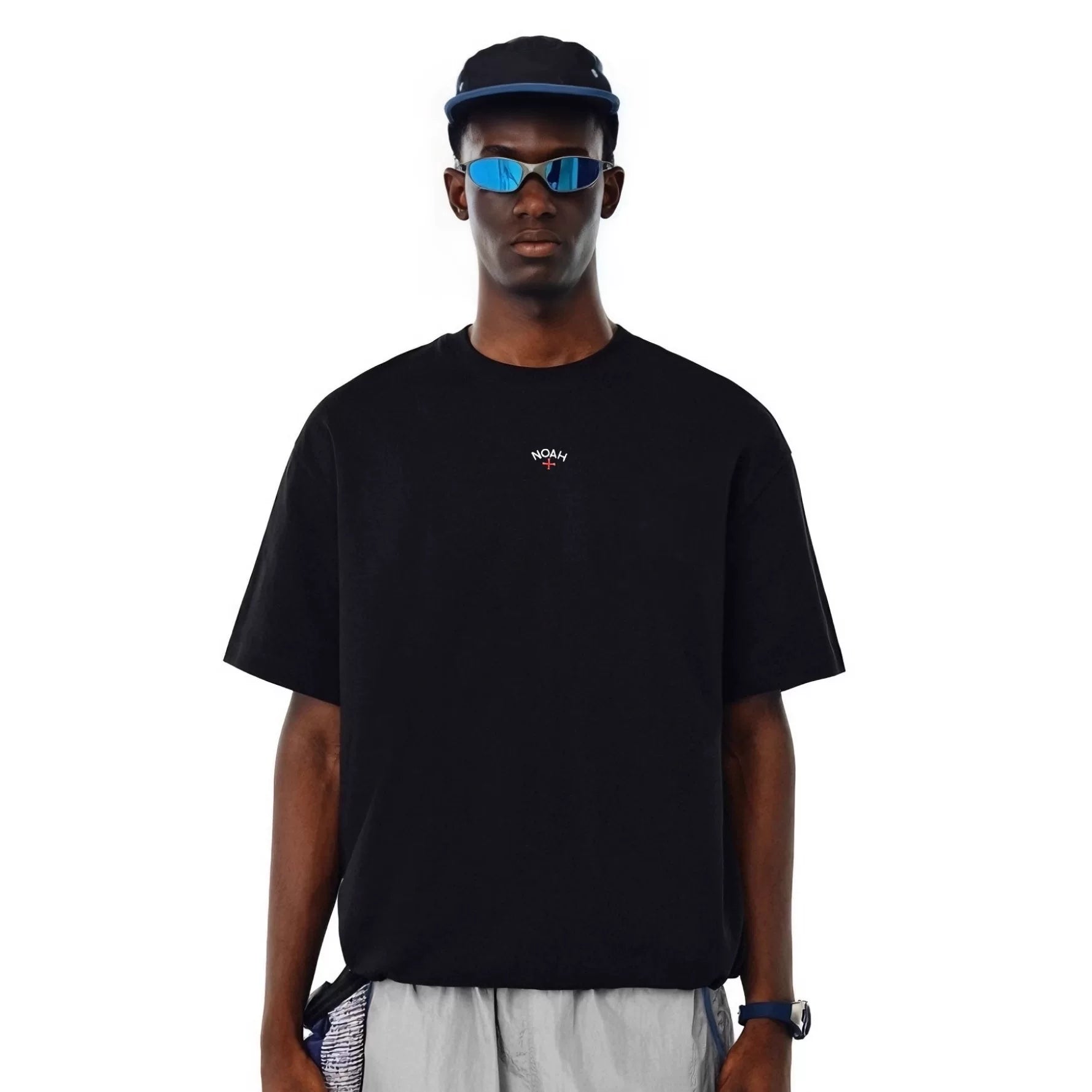 NOAH MARS chest cross small logo embroidery basic simple casual trendy brand pure cotton trendy short sleeved T-shirt for men