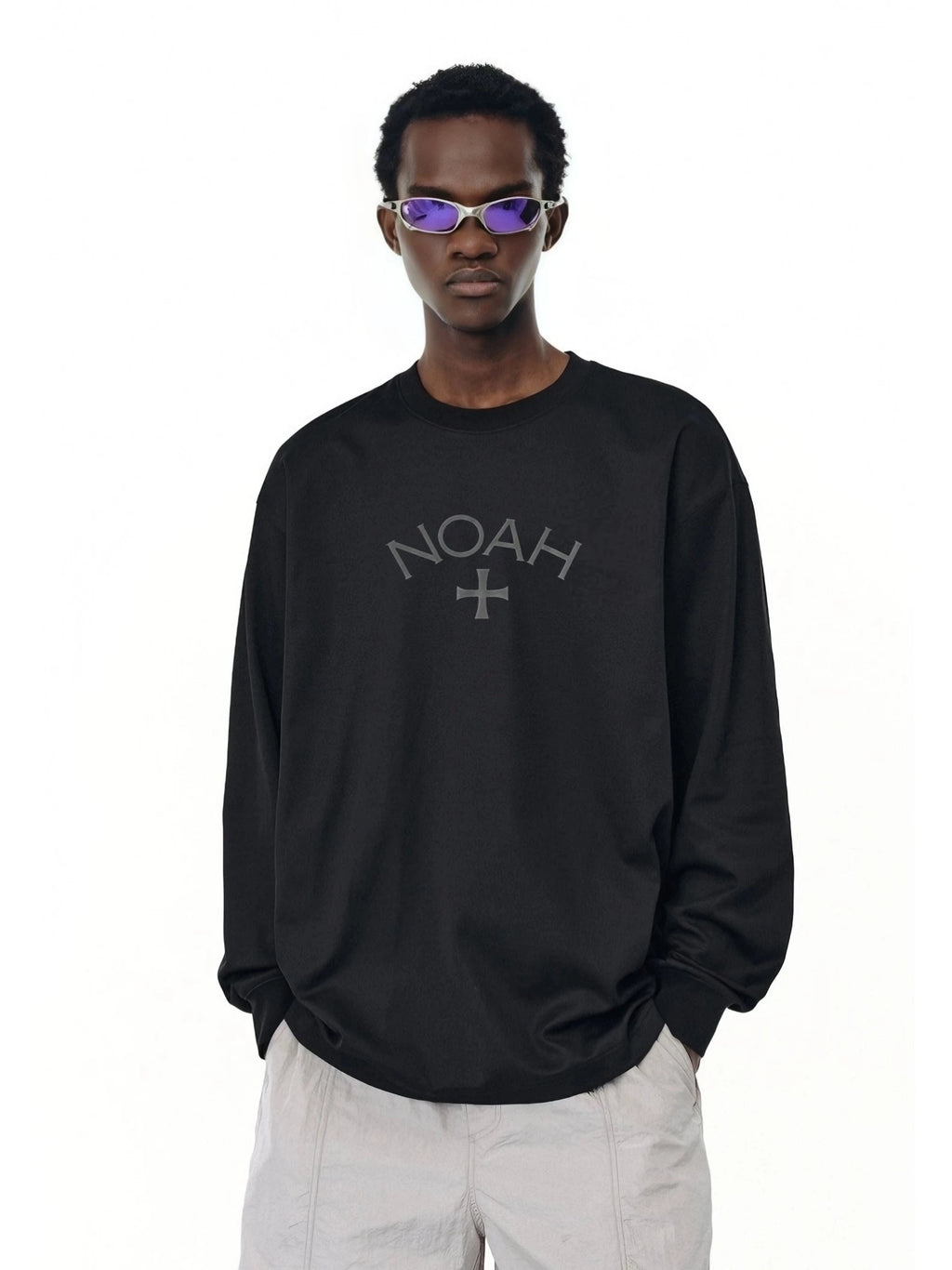 Noah Mars first black soul cross American casual tide brand men's wild pounds full cotton trend long -sleeved T -shirt