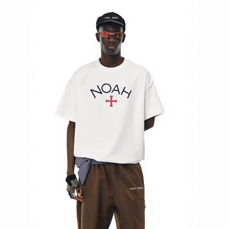 NOAH MARS American casual first generation expeditionary cross men's niche trendy brand loose cotton short sleeved T-shirt