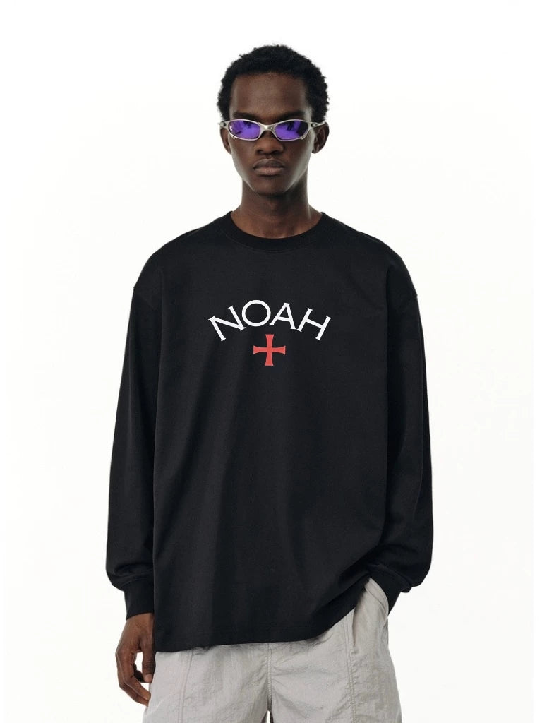 Noah Mars first black soul cross American casual tide brand men's wild pounds full cotton trend long -sleeved T -shirt