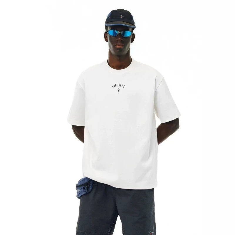 NOAH MARS Small Fashion Brand Chest Lightning Small Standard American Leisure China-Chic Men's Loose Couple Short Sleeve T-shirt
