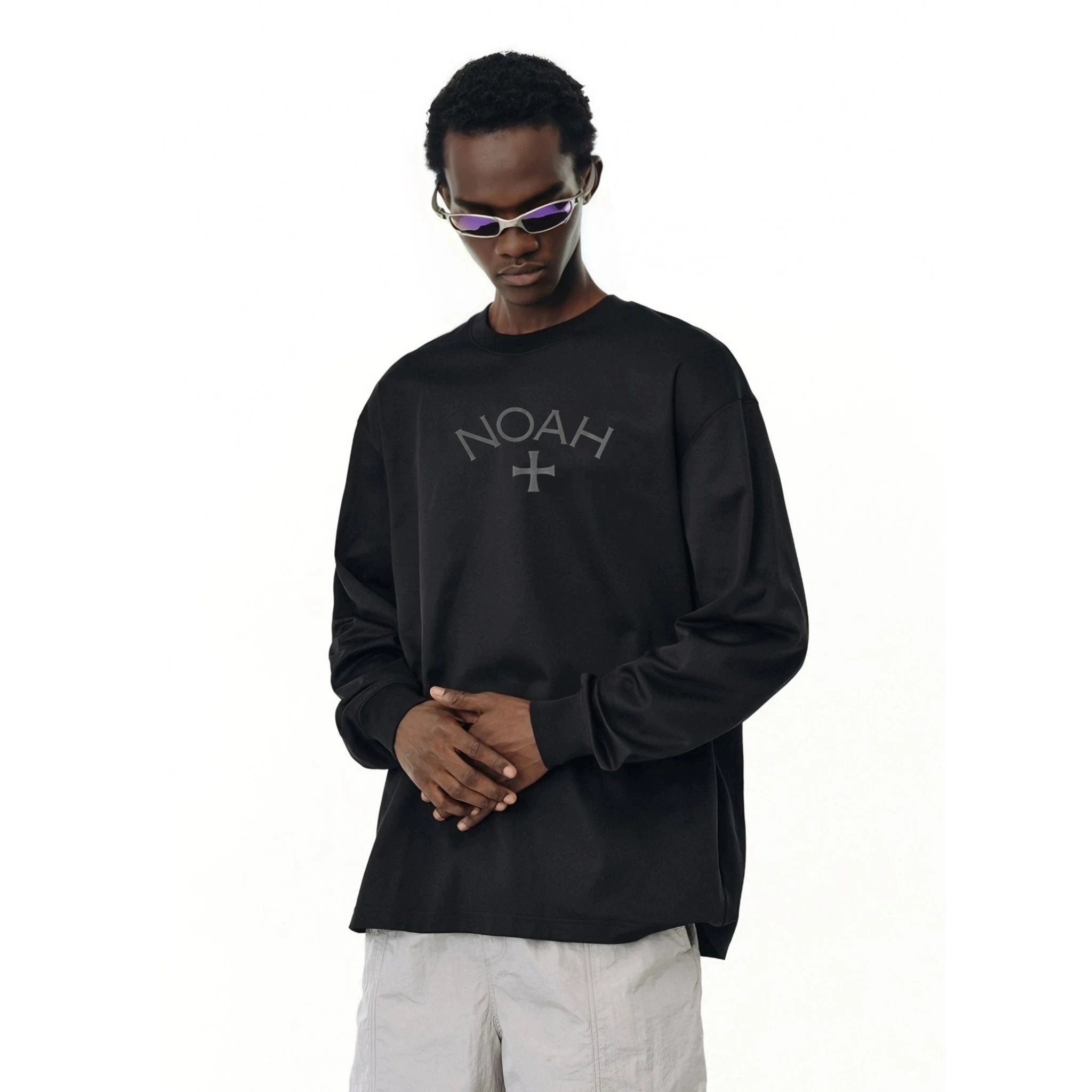 Noah Mars first black soul cross American casual tide brand men's wild pounds full cotton trend long -sleeved T -shirt
