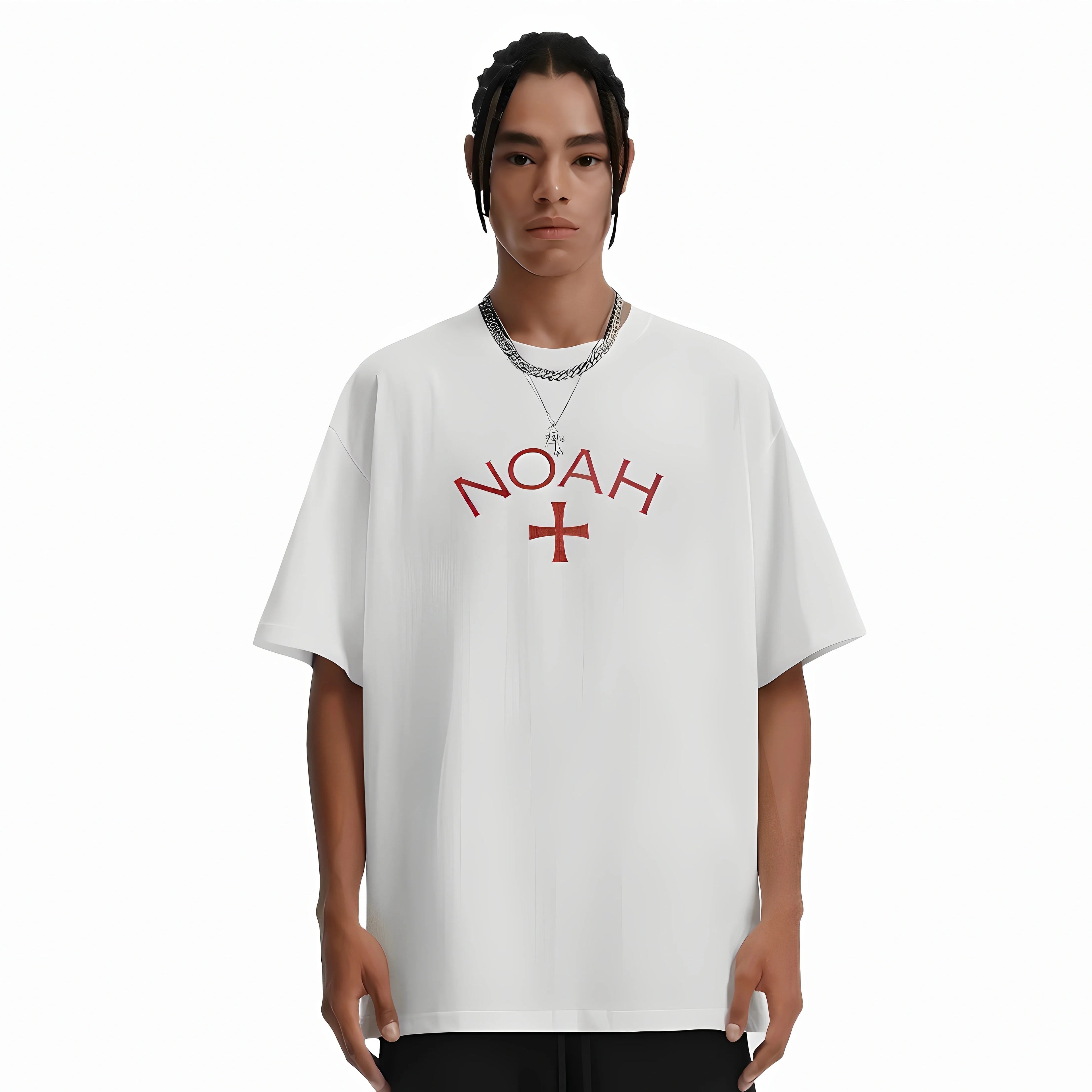 NOAH MARS niche trend brand Scottish cross simple American casual trend brand all cotton trendy short sleeved T-shirt