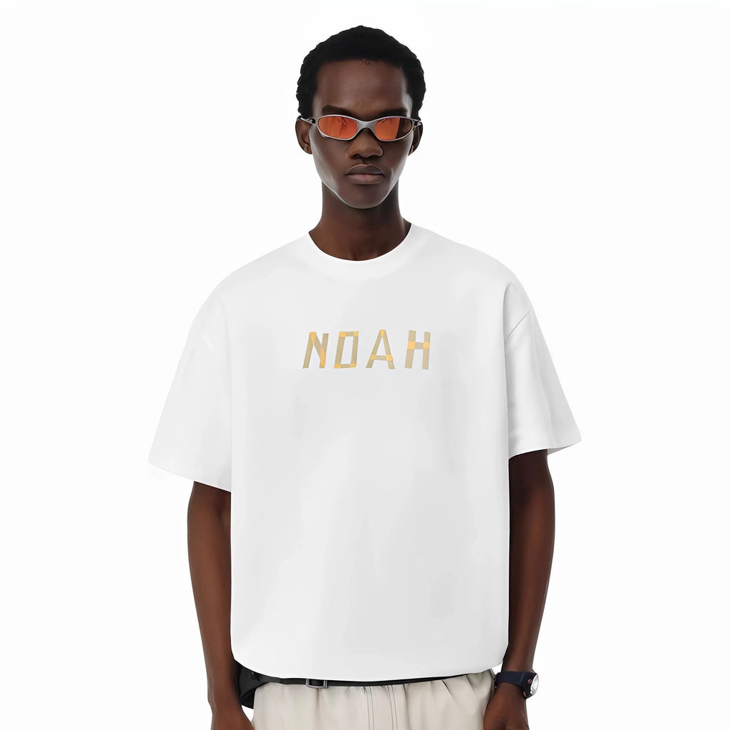 NOAH MARS niche trend brand origami splicing print American casual men's heavyweight cotton trendy short sleeved T-shirt