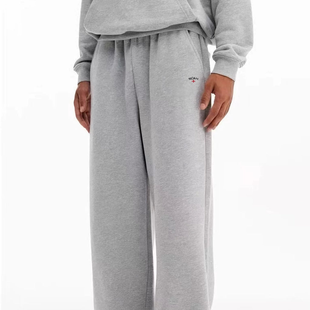 NOAH MARS logo embroidered cross looped micro flared sweatpants for sports and casual men's loose pants