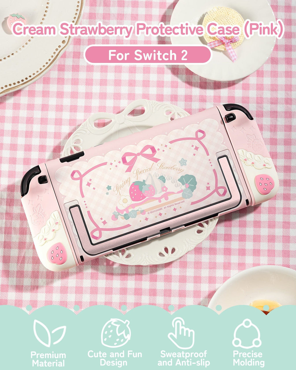 Cream Strawberry Series Protective Case for Switch 2