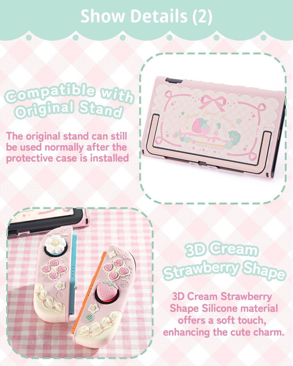 Cream Strawberry Series Protective Case for Switch 2
