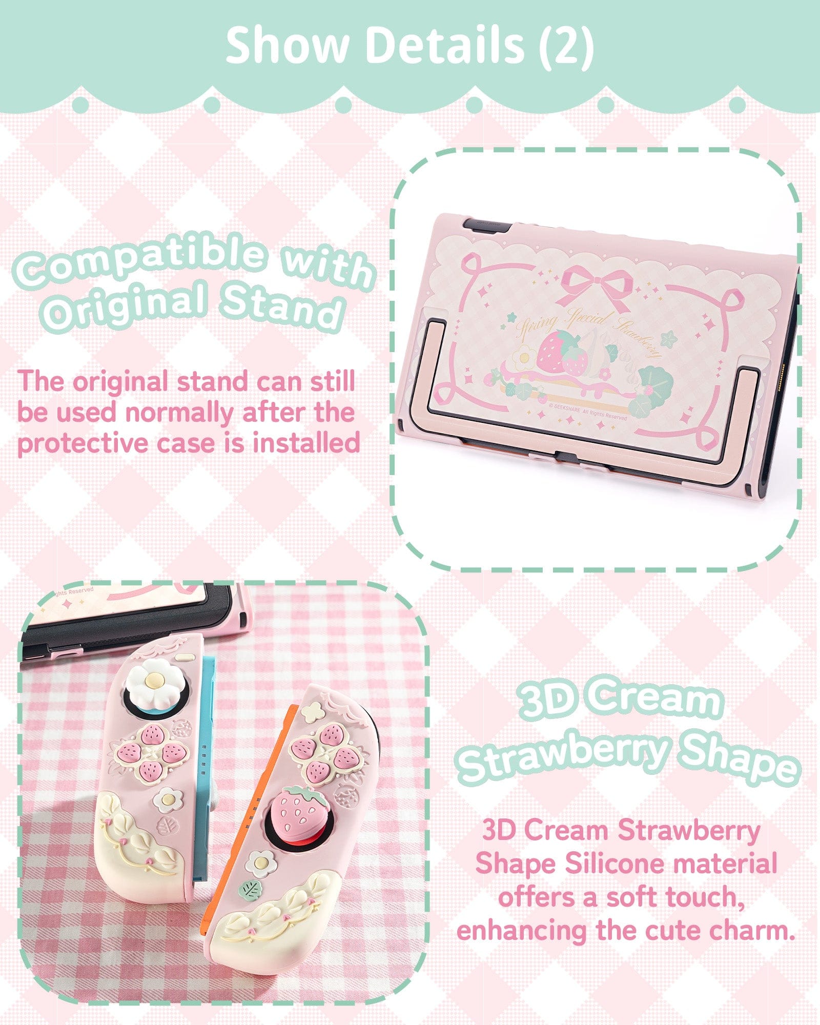 Cream Strawberry Series Protective Case for Switch 2