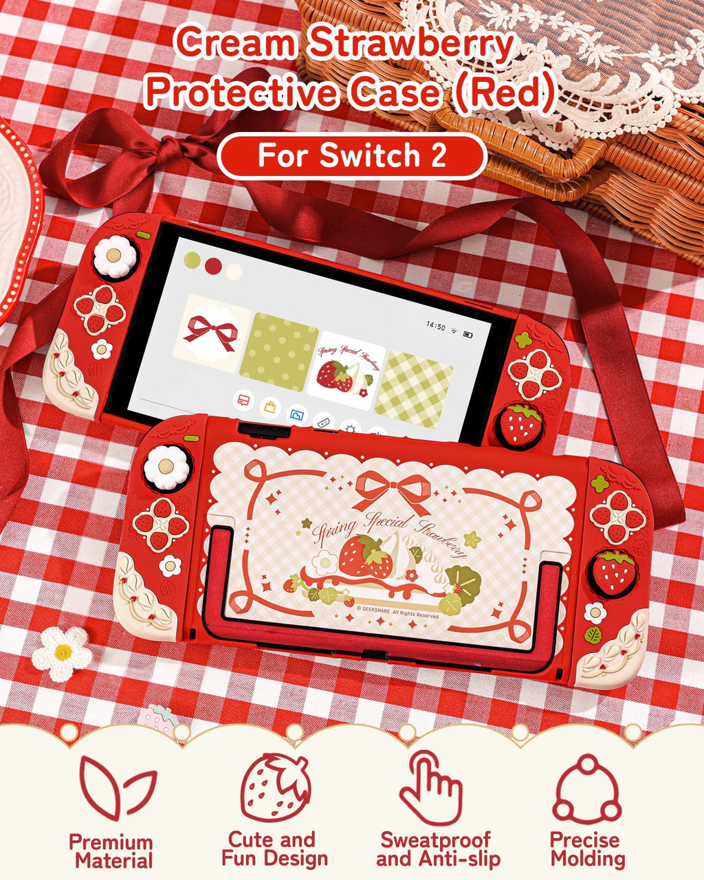 Cream Strawberry Series Protective Case for Switch 2