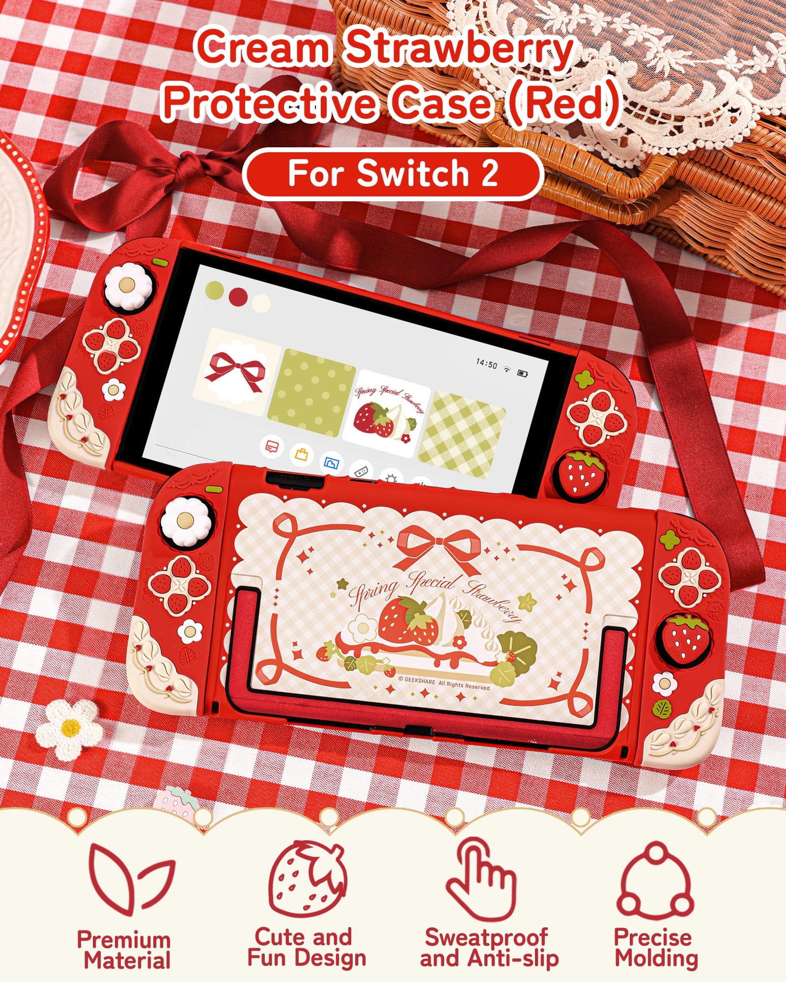 Cream Strawberry Series Protective Case for Switch 2
