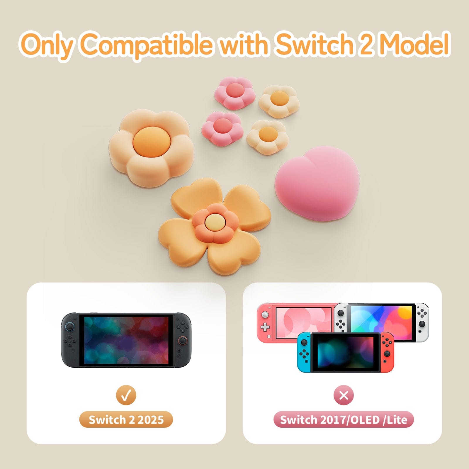GeekShare Heart Flower Button Caps for Switch 2