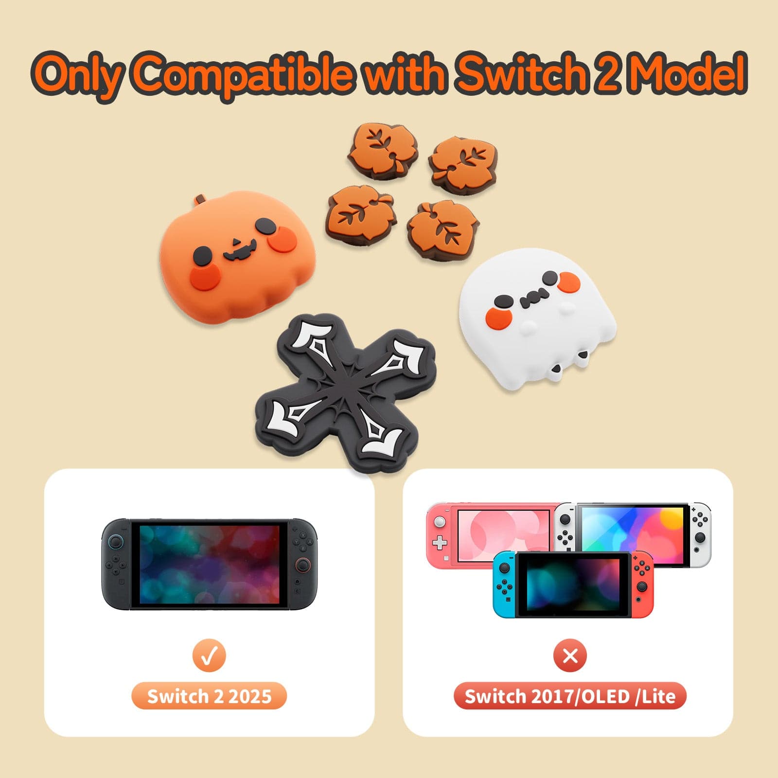 GeekShare jack-o'-lantern Thumb Grip Caps for Switch 2