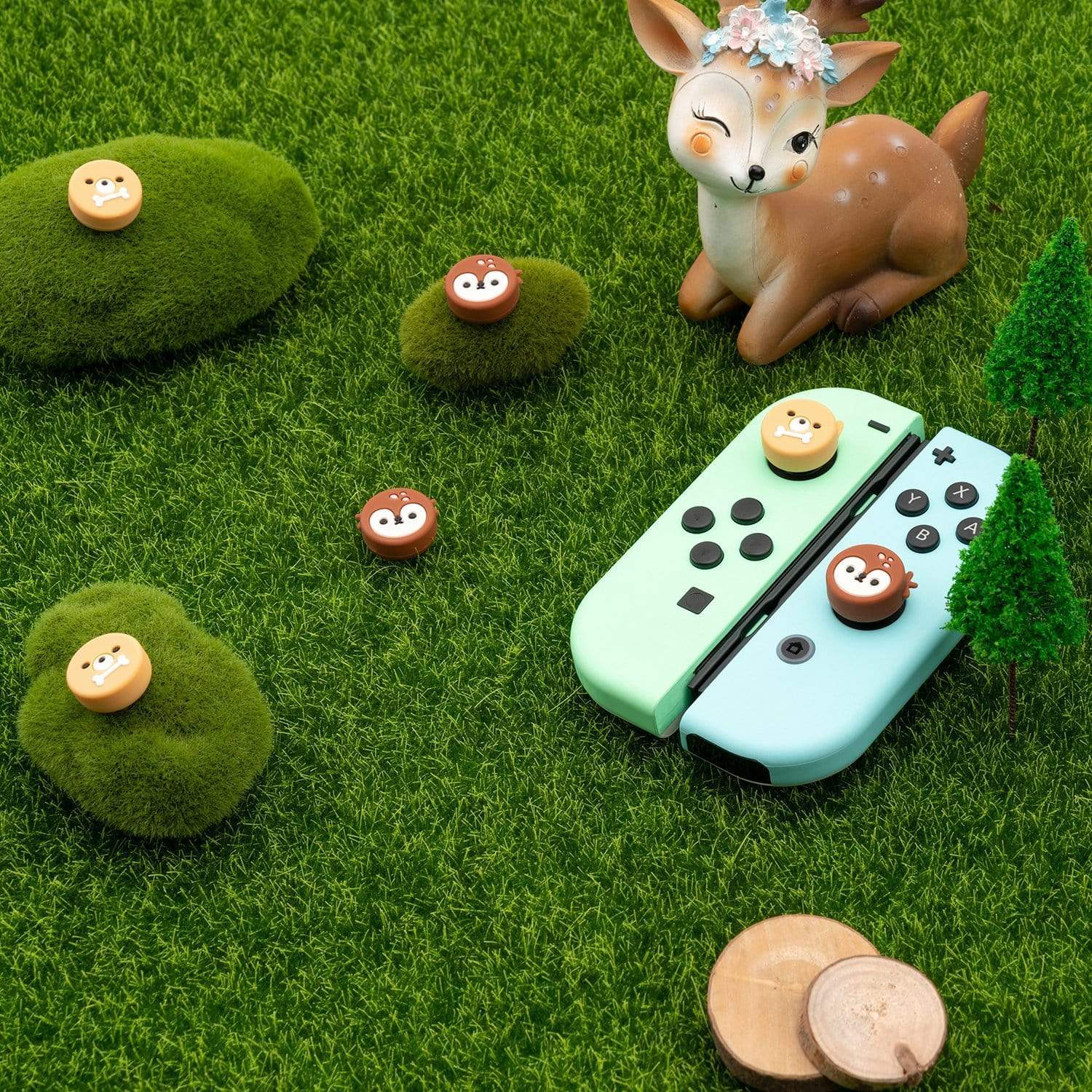 GeekShare  Animal Theme Thumb Grip Caps-Deer&Dog