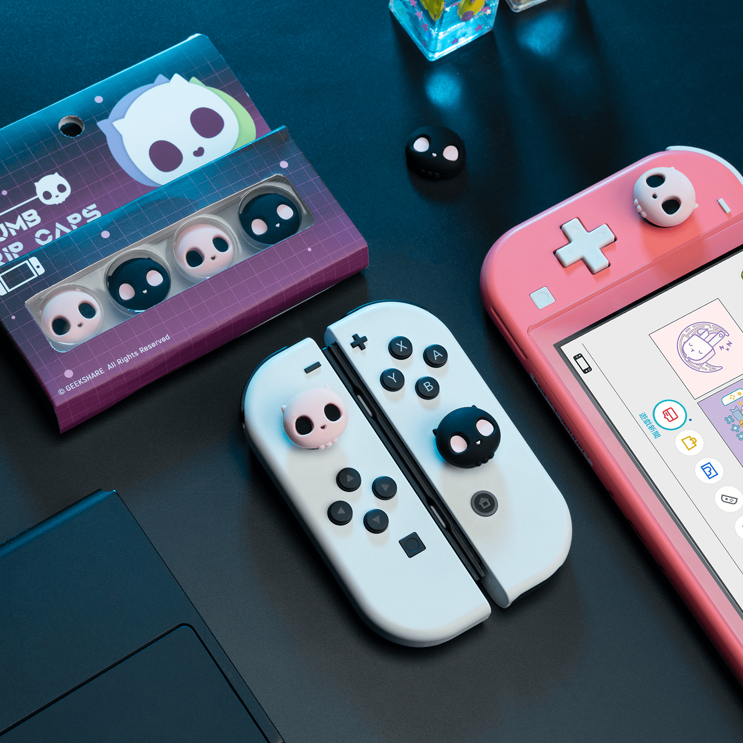 GeekShare Pink Skull Thumb Grips for Switch/PS4/PS5/XBOX/Switch 2