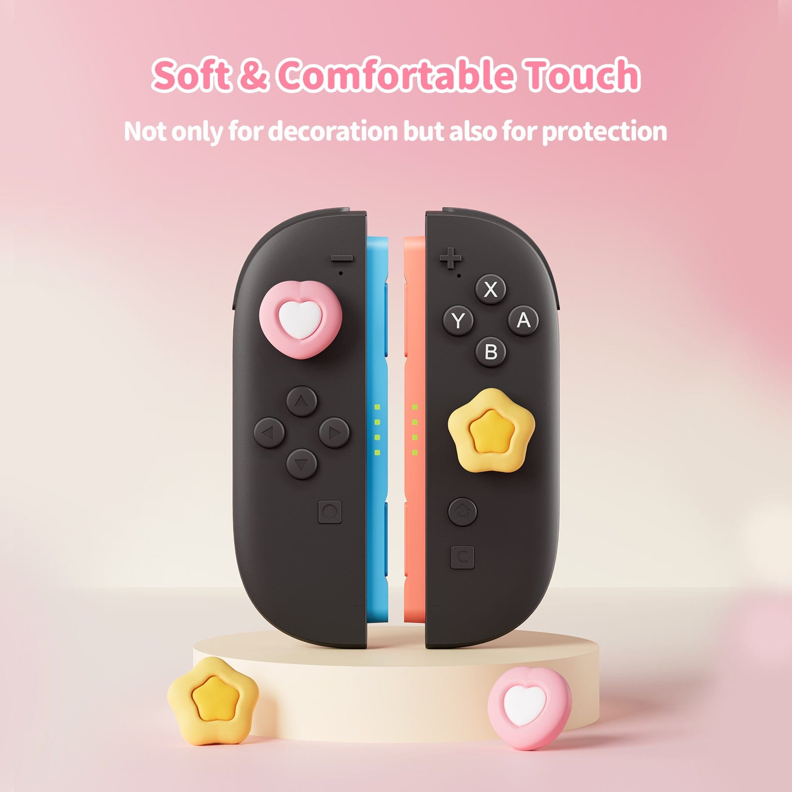 GeekShare Cream Heart Thumb Grips