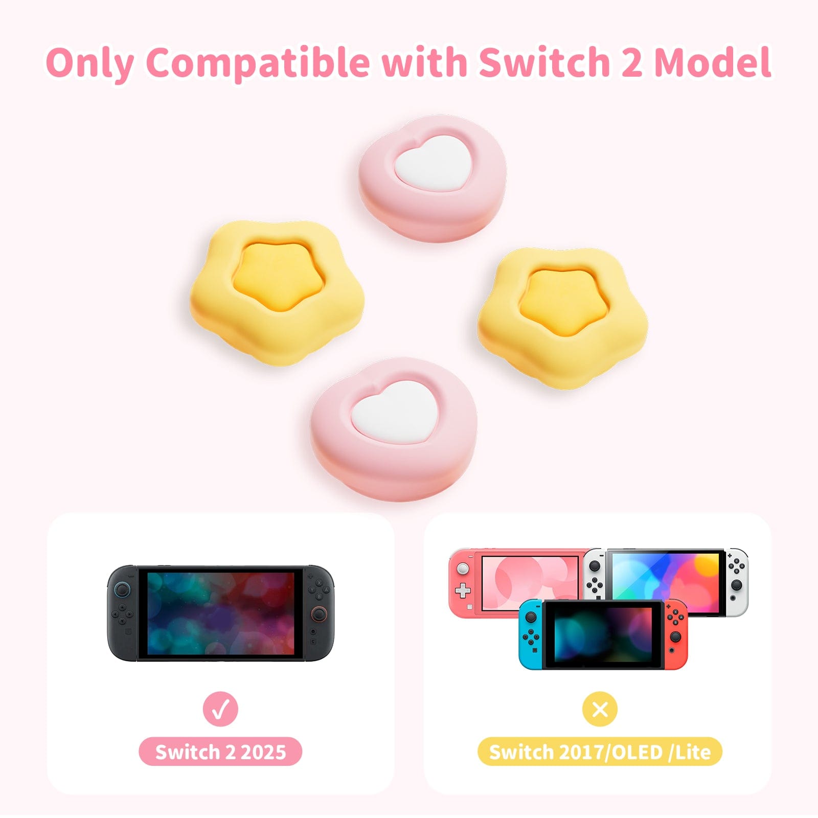 GeekShare Cream Heart Thumb Grips