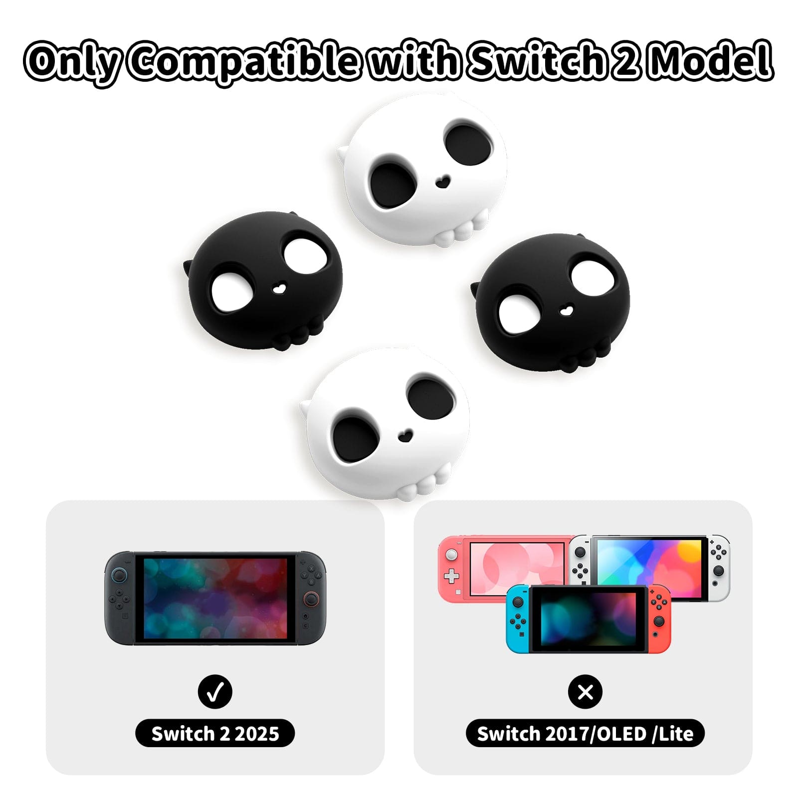 GeekShare Pink Skull Thumb Grips for Switch/PS4/PS5/XBOX/Switch 2