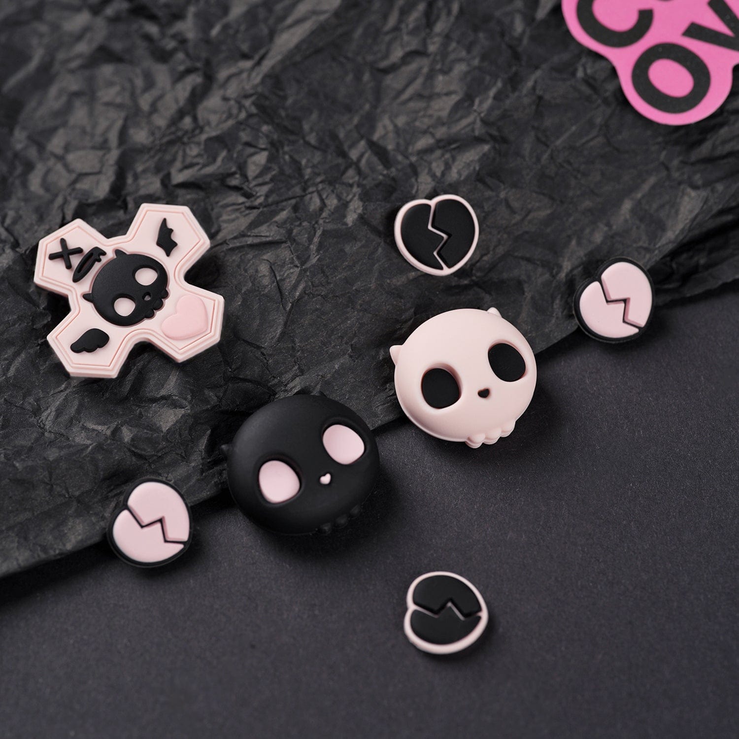 GeekShare Pink Skull Button Caps for Switch 2