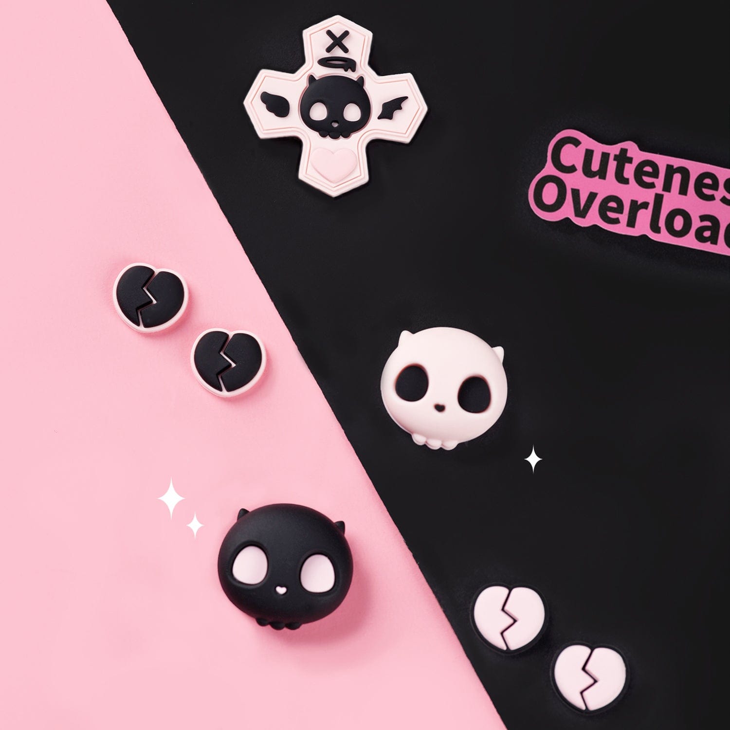 GeekShare Pink Skull Button Caps for Switch 2